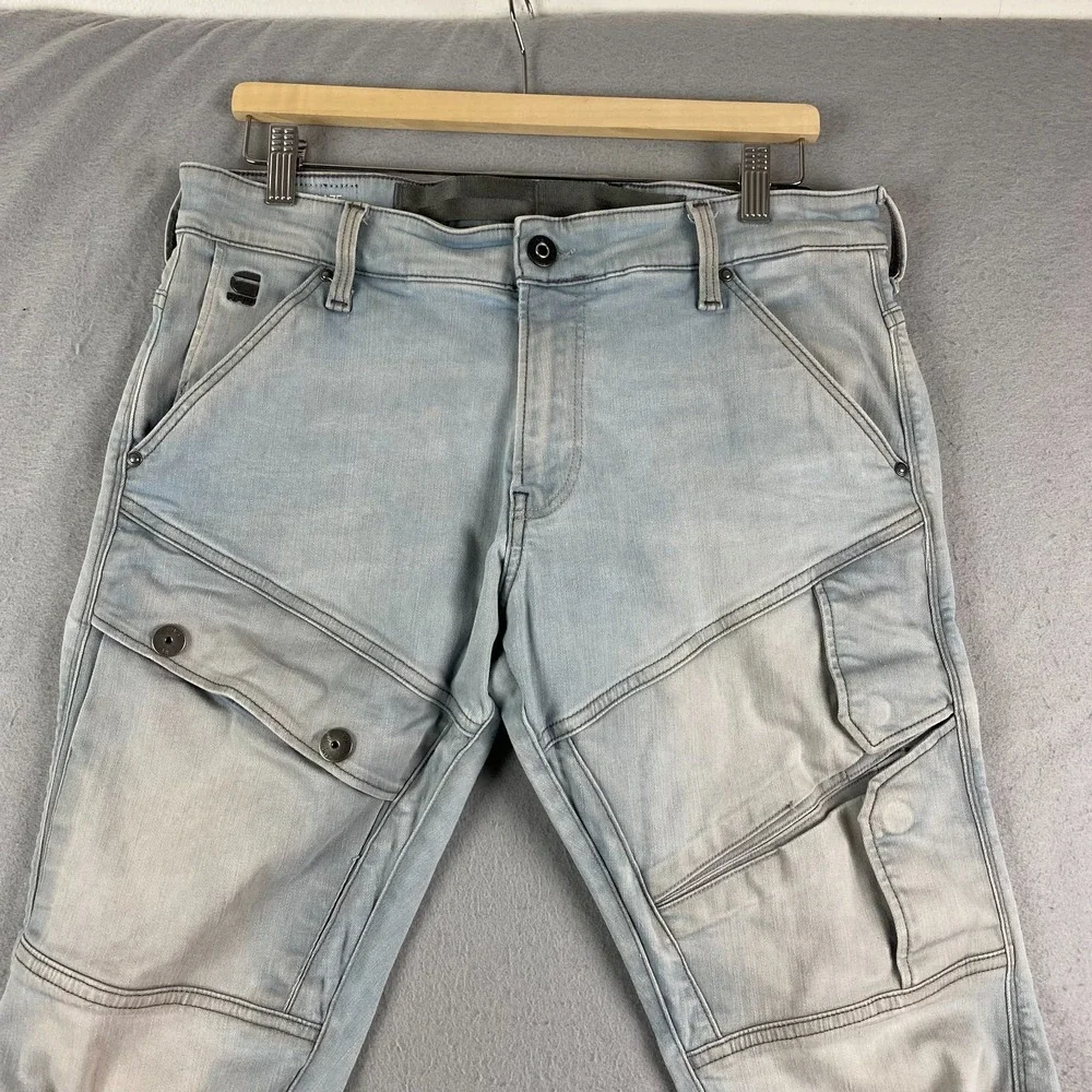 G-Star Raw Airblaze 3D Skinny Jeans Mens 34x32 light Stretch Faded Moto Denim